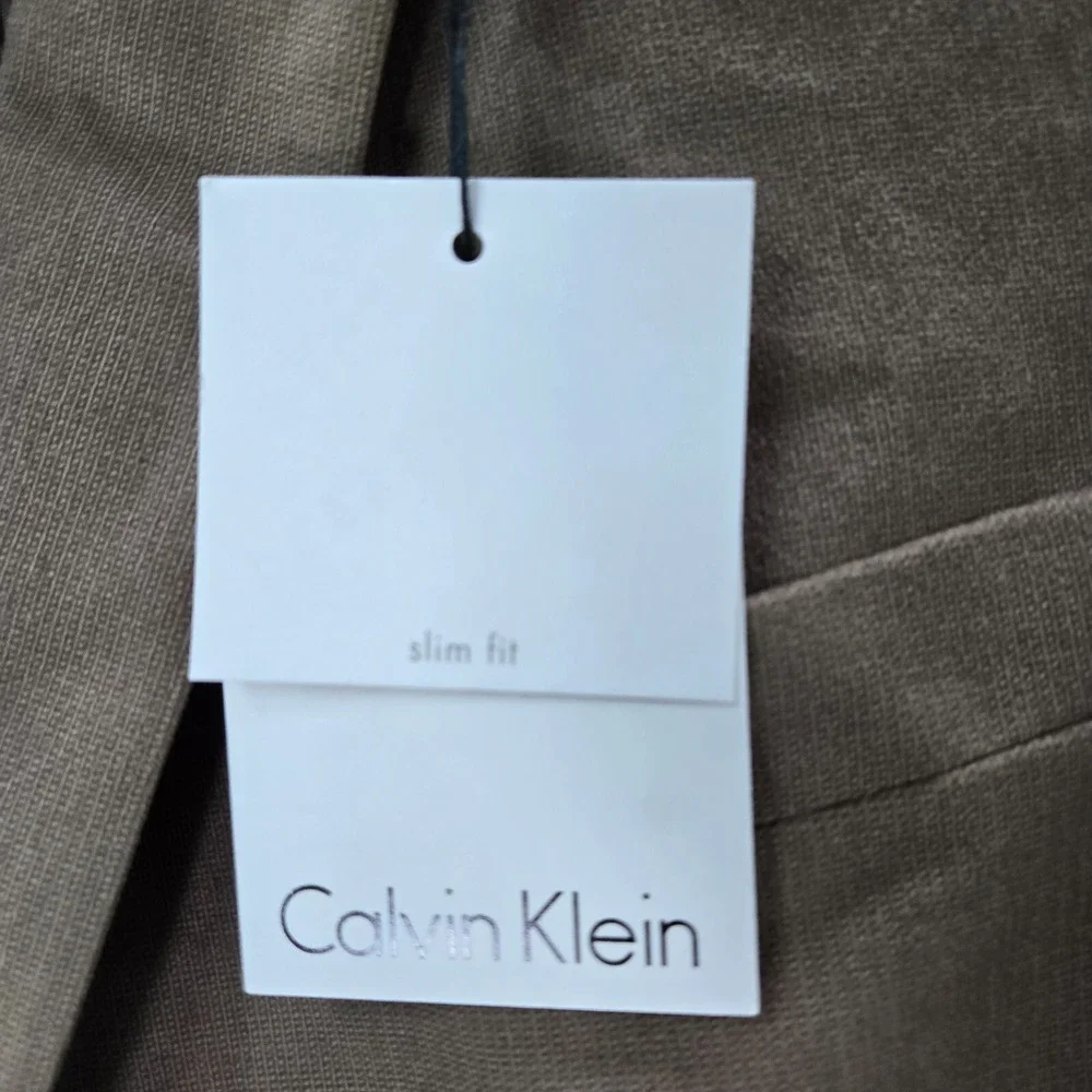 Calvin Klein Men Suit 44‎ Brown Blazer Two Button Slim Fit Pockets NWT